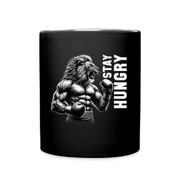Lion Roars Stay Hungry Boxer Boxing Gift - Full Colour Mug - black - Front
