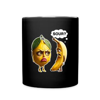 Lemon vs Banana: Dispute in the Fruit Basket - Full Colour Mug - black - Front
