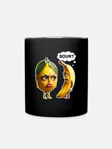 Lemon vs Banana: Dispute in the Fruit Basket - Full Colour Mug - black