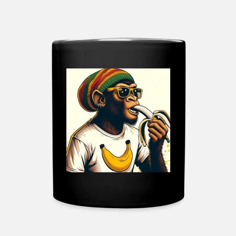 Cooler Affe isst Banane - Tasse einfarbig - Schwarz
