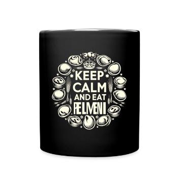 Gardez votre calme et mangez Pelmeni cadeau - Mug uni - noir - Devant