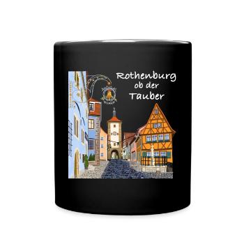 Rothenburg ob der Tauber, Bavière, Dessin - Mug uni - noir - Devant
