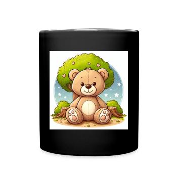 Ours en peluche devant un arbre - Mug uni - noir - Devant