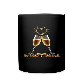 Two Glasses Forming a Heart / Gift Idea - Full Colour Mug - black - Front