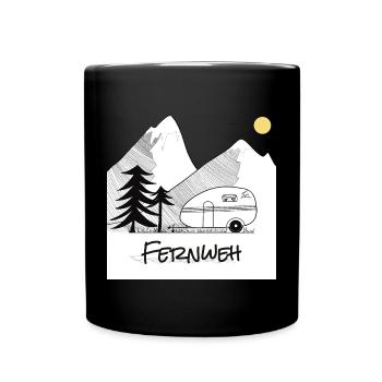 Wanderlust - with the caravan in the mountains - Full Colour Mug - black - Front