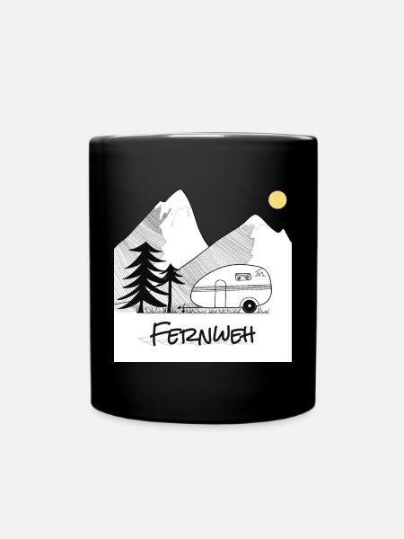 Wanderlust - with the caravan in the mountains - Full Colour Mug - black
