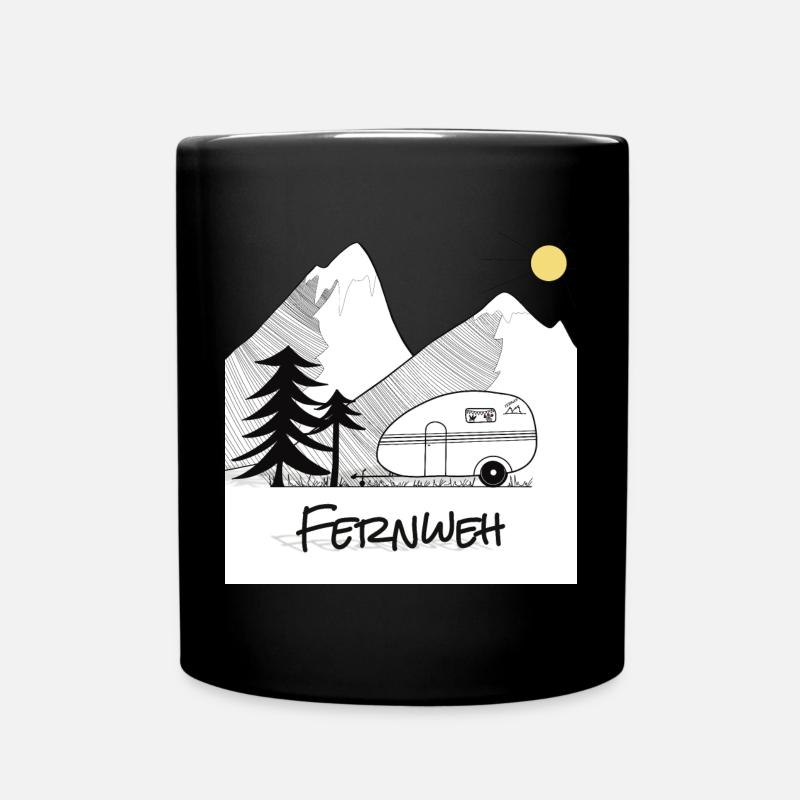 Wanderlust - with the caravan in the mountains - Full Colour Mug - black