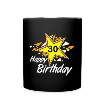 30.Geburtstag , Happy Birthday 30 (25) - Tasse einfarbig - Schwarz - Vorne