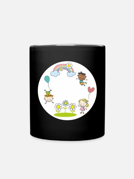 Assorted Kids Rainbow Floral Balloon - Full Colour Mug - black