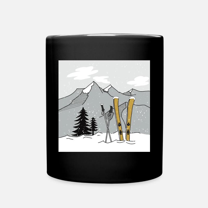 Skier en hiver à la montagne - Mug uni - noir