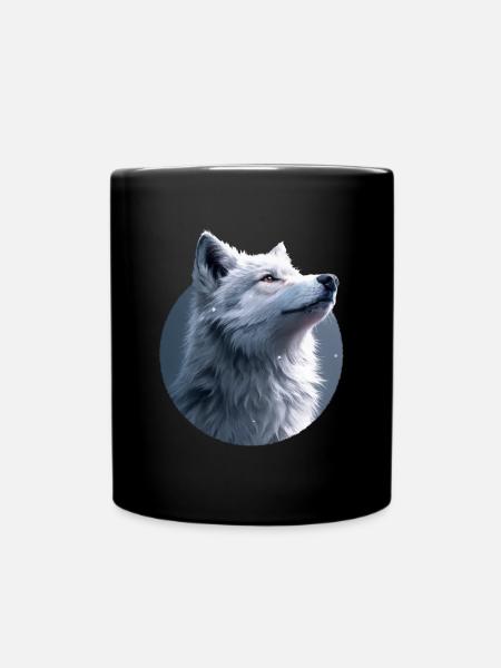 Weißer Wolf Illustration - Tasse einfarbig - Schwarz