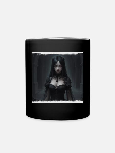 Gothic Nachtkorridor Schwarze Dame - Tasse einfarbig - Schwarz