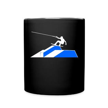 Wakeboard, Cascade, Kitesurfeur, Sports nautiques, Wakesurf - Mug uni - noir - Devant