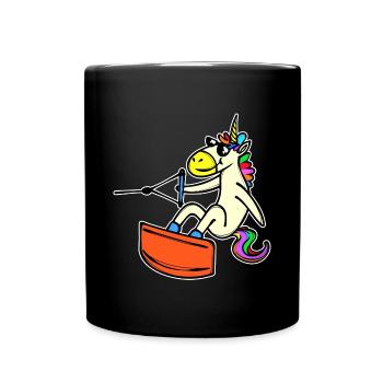 Wakeboard, Unicorn, Water Sports, Surfing, Surfing - Full Colour Mug - black - Front