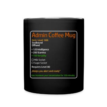 Admin Tasse à café avec statistiques - Mug uni - noir - Devant