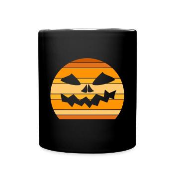 Citrouille d’Halloween avec décoration faciale - Mug uni - noir - Devant