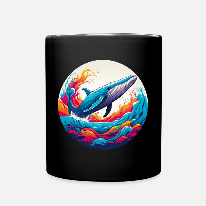 Protège la vie marine Rorqual bleu sur la roue chromatique - Mug uni - noir