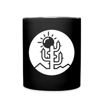 Cactus Logo Désert Minimal Flat Design Icône Icône - Mug uni - noir - Devant