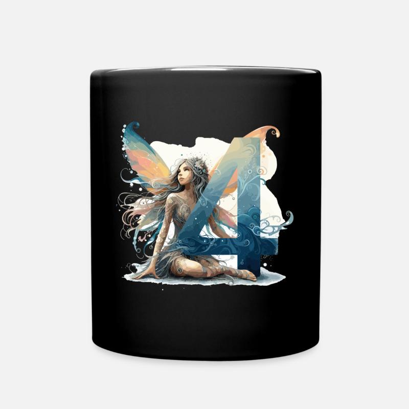 4 Jahre Fee Elfe Geburtstag Geschenk - Tasse einfarbig - Schwarz