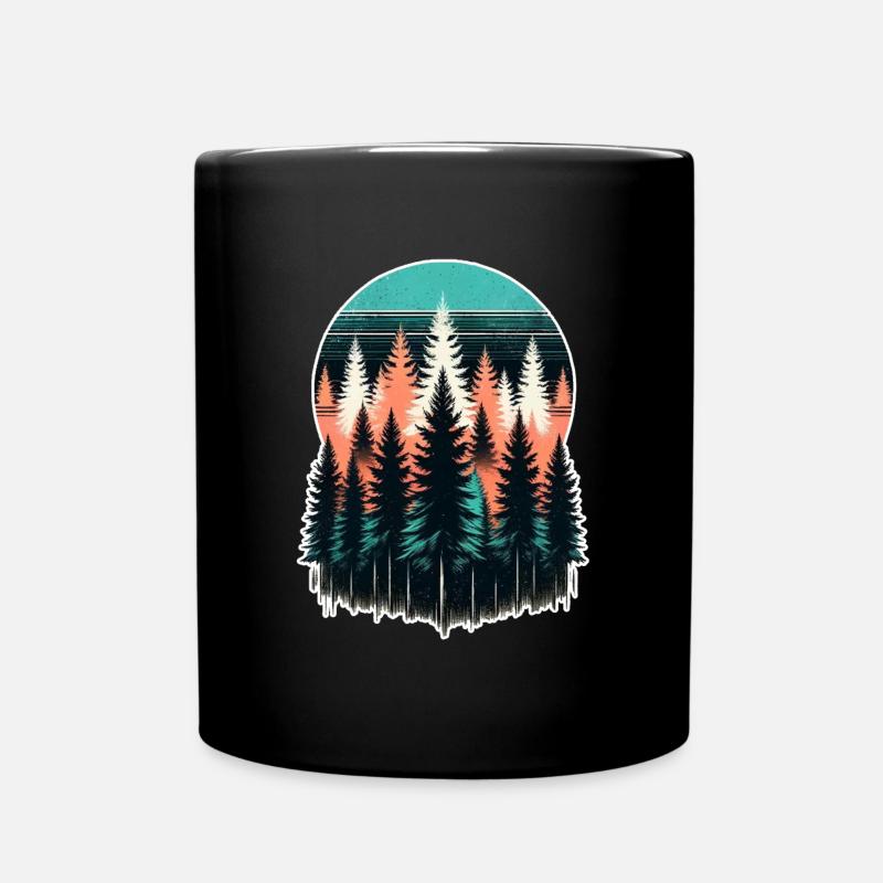 Waldlicht Abendrot - Tasse einfarbig - Schwarz