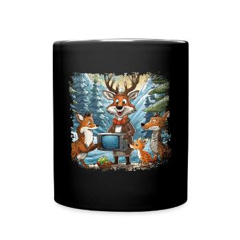 Forest animals watch TV - Full Colour Mug - black - Front