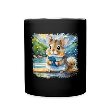 Mignon jeune chinchilla à l’aide d’un téléphone portable - Mug uni - noir - Devant