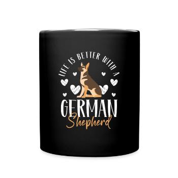 German Shepherd Master Breed Dog German - Full Colour Mug - black - Front