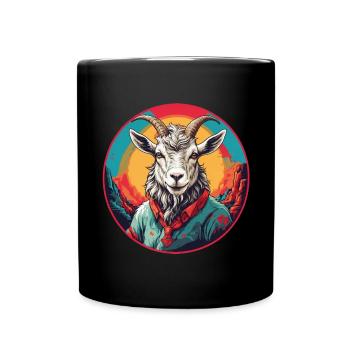 Funny goat in colorful color wheel - Full Colour Mug - black - Front