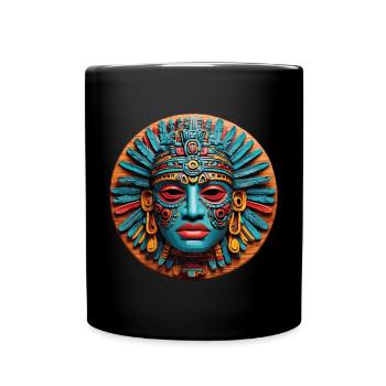 Inka Maske Azteken Maske bunte mystische Maske - Tasse einfarbig - Schwarz - Vorne