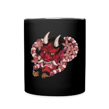 Japanischer Dämon Yokai Japan Mythologie Tattoo - Tasse einfarbig - Schwarz - Vorne