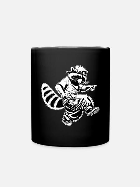 Hiphop Raccoon - Full Colour Mug - black