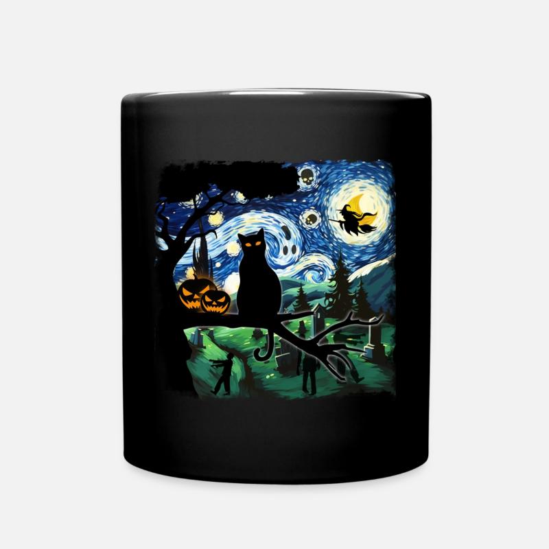 Chat noir d’Halloween Van Gogh - Mug uni - noir