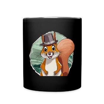 écureuil drôle avec chapeau - Mug uni - noir - Devant