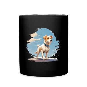 cute dog walking logo - Full Colour Mug - black - Front
