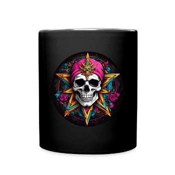 Motif décoratif de crâne coloré dans le style gothique - Mug uni - noir - Devant