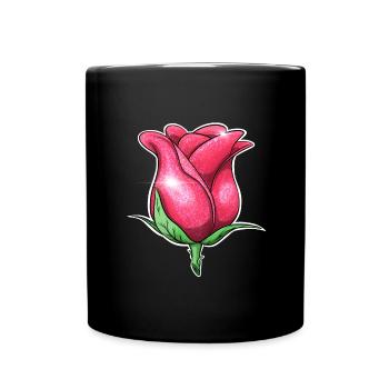 Glitzer Rosa Rose Illustration - Tasse einfarbig - Schwarz - Vorne