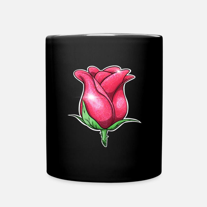 Illustration de rose rose scintillante - Mug uni - noir