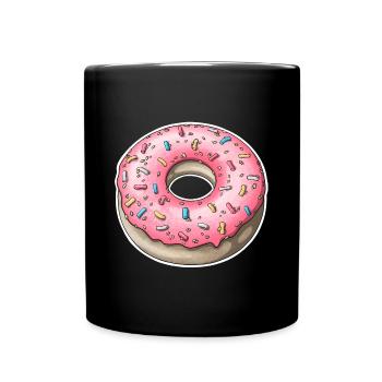 Playful Pink Sprinkles Donut Design - Full Colour Mug - black - Front