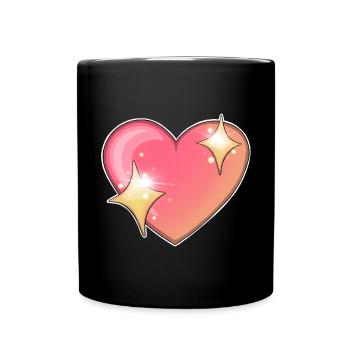Funkelndes Herz Emblem Design - Tasse einfarbig - Schwarz - Vorne