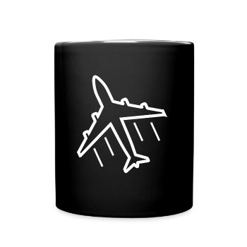 Flugzeug am Himmel - Tasse einfarbig - Schwarz - Vorne