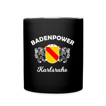 Die Heimatstadt Karlsruhe - Tasse einfarbig - Schwarz - Vorne