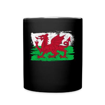 Drapeau du Pays de Galles drapeau paix Vintage - Mug uni - noir - Devant