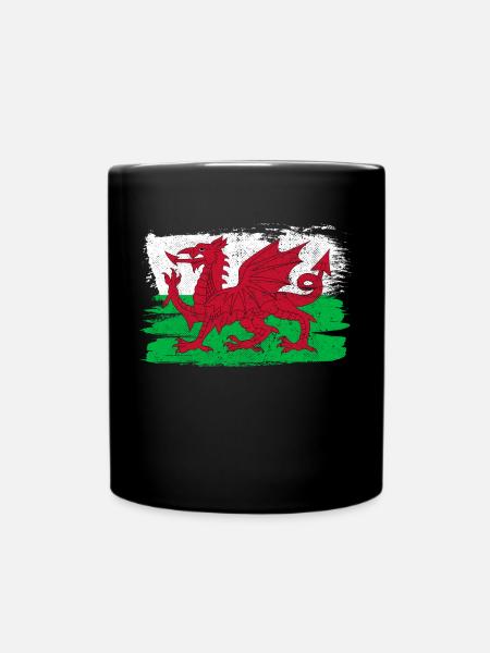 Wales Flag Flag Peace Vintage - Full Colour Mug - black