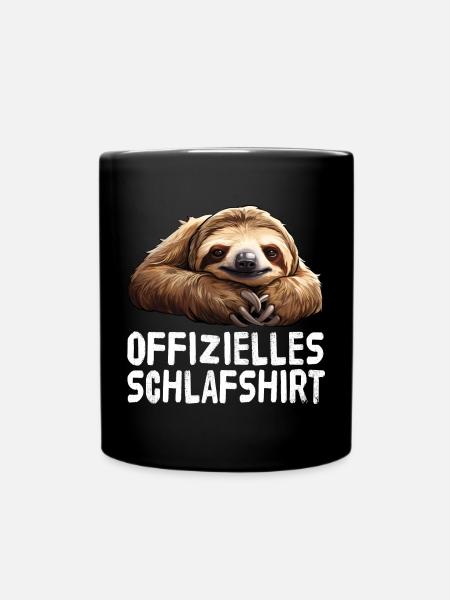Offizieles Schlafshirt Faultier - Tasse einfarbig - Schwarz