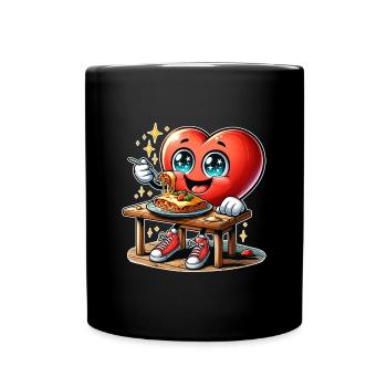 Lasagne Herz Italien Essen Kochen - Tasse einfarbig - Schwarz - Vorne