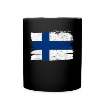 Finlande drapeau drapeau paix Vintage - Mug uni - noir - Devant