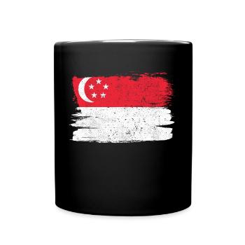 Singapur Flagge Flagge Frieden Vintage - Tasse einfarbig - Schwarz - Vorne