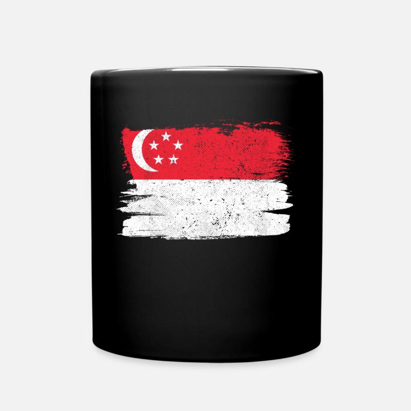 Drapeau de Singapour Drapeau de la paix Vintage - Mug uni - noir