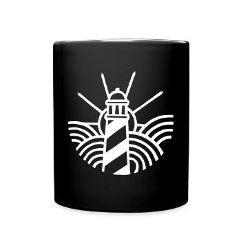 Der weiße Leuchtturm und der Ozean - Tasse einfarbig - Schwarz - Vorne