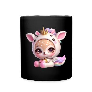 Pastellunicorn mit Flügeln - Tasse einfarbig - Schwarz - Vorne